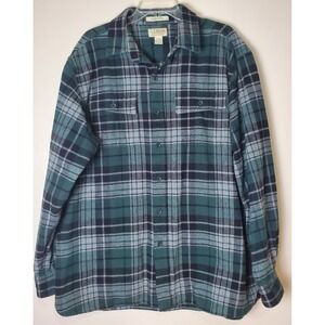 LL Bean Men's Chamois Cloth XL Button Up Shirt Traditional Fit Plaid Flannel‎